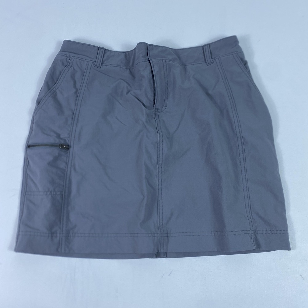 Athleta Skirt Womens 12 Gray Hiking Walking Zip Pockets‎ Elastic Waist Active